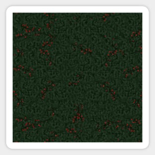 Christmas Pattern Pine Needles and Red Berries Sticker